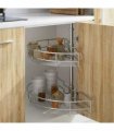 vidaXL 2-Tier Kitchen Wire Basket Silver 180 Degree 75x38x80 cm