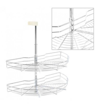 vidaXL 2-Tier Kitchen Wire Basket Silver 180 Degree 75x38x80 cm