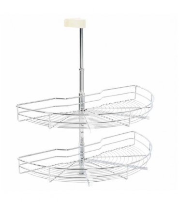 vidaXL 2-Tier Kitchen Wire Basket Silver 180 Degree 75x38x80 cm