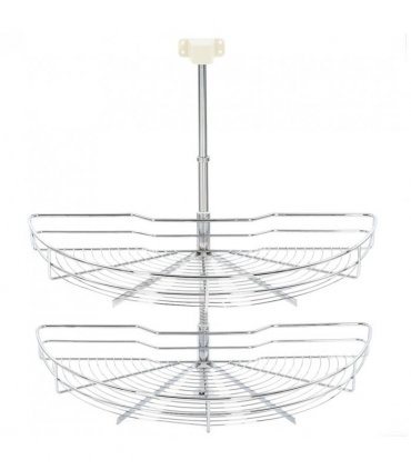 vidaXL 2-Tier Kitchen Wire Basket Silver 180 Degree 75x38x80 cm