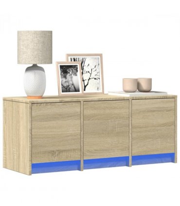 vidaXL TV Cabinet with LED Sonoma Oak 97x34x40 cm Engineered Wood