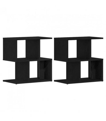 vidaXL Bedside Cabinet 2 pcs Black Oak 50 x 30 x 51,5 cm