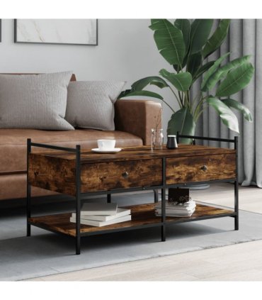 vidaXL Coffee Table Smoked Oak 99x50x50 cm Engineered Wood