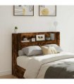 vidaXL Headboard Cabinet with LED Smoked Oak 140 x 16.5 x 103.5 cm