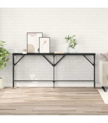 vidaXL Console Table Black Oak 180 x 30 x 75 cm Engineered Wood