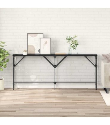 vidaXL Console Table Black Oak 180 x 30 x 75 cm Engineered Wood
