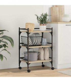 vidaXL Kitchen Trolley Sonoma Oak 50 x 35 x 75.5 cm Engineered Wood
