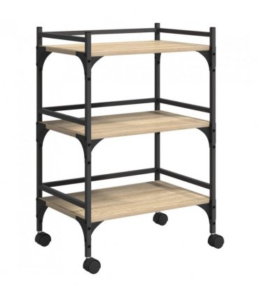 vidaXL Kitchen Trolley Sonoma Oak 50 x 35 x 75.5 cm Engineered Wood