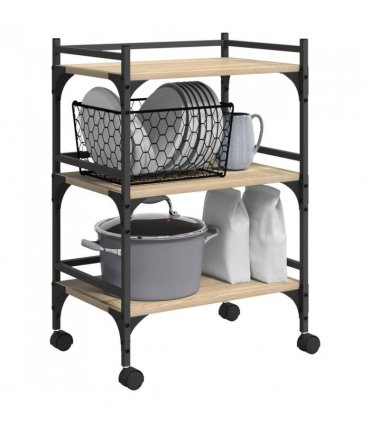 vidaXL Kitchen Trolley Sonoma Oak 50 x 35 x 75.5 cm Engineered Wood