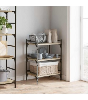 vidaXL Kitchen Trolley Sonoma Oak 50 x 35 x 75.5 cm Engineered Wood