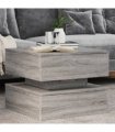 vidaXL Coffee Table with LED Lights Grey Sonoma 50x50x40 cm