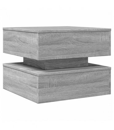 vidaXL Coffee Table with LED Lights Grey Sonoma 50x50x40 cm