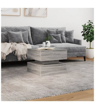 vidaXL Coffee Table with LED Lights Grey Sonoma 50x50x40 cm