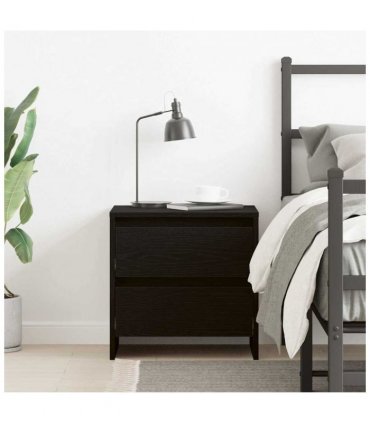 vidaXL Bedside Cabinet Black Oak 45 x 34 x 44.5 cm Engineered Wood