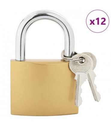 vidaXL U Lock with Keys 12 pcs Brass Iron