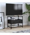 vidaXL TV Cabinet with Glass Top Black 60x35x51 cm Engineered Wood