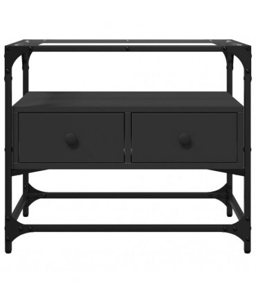 vidaXL TV Cabinet with Glass Top Black 60x35x51 cm Engineered Wood