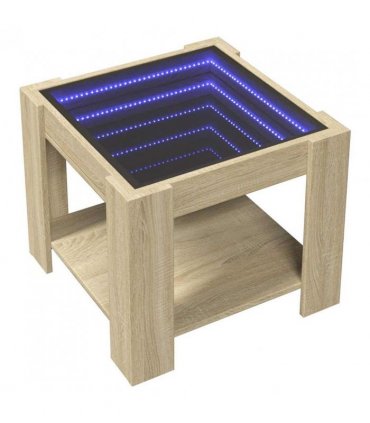 vidaXL Coffee Table with LED Sonoma Oak 53x53x45 cm Engineered Wood