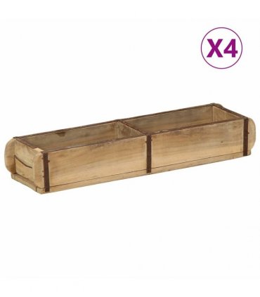 vidaXL Tray with Storage 4 pcs Brown 57 x 15 x 9 cm Solid Reclaim Wood
