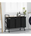 vidaXL Laundry Basket 3 Compartments with Wheels Sonoma Oak
