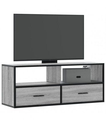 vidaXL TV Cabinet Grey Sonoma 100x31x39.5 cm Engineered Wood and Metal