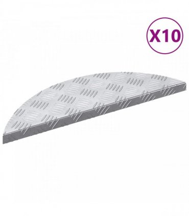 vidaXL Stair Tread Crescent 10 pcs Silver 60 x 18 x 2.5 cm Aluminium