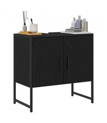 vidaXL Bathroom Sink Cabinet Black Oak 60 x 30 x 60 cm Engineered Wood