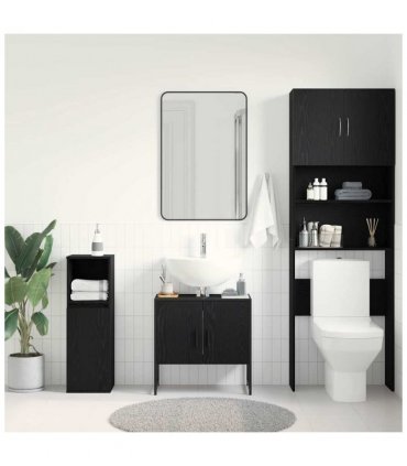 vidaXL Bathroom Sink Cabinet Black Oak 60 x 30 x 60 cm Engineered Wood