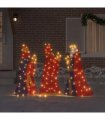 vidaXL 3 Wise Men Christmas Lighting 3 pcs Warm White 105 cm Fabric