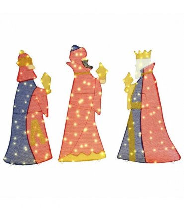 vidaXL 3 Wise Men Christmas Lighting 3 pcs Warm White 105 cm Fabric