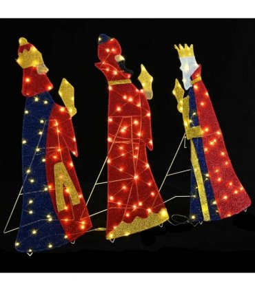 vidaXL 3 Wise Men Christmas Lighting 3 pcs Warm White 105 cm Fabric