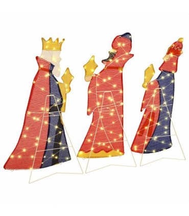 vidaXL 3 Wise Men Christmas Lighting 3 pcs Warm White 105 cm Fabric
