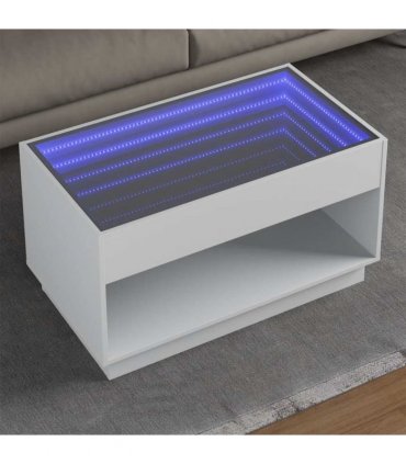 vidaXL Coffee Table with Infinity LED White 90x50x50 cm