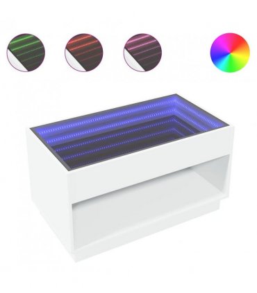 vidaXL Coffee Table with Infinity LED White 90x50x50 cm