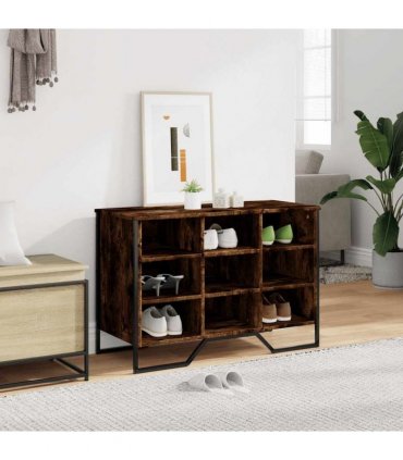 vidaXL Shoe Cabinet Smoked Oak 90x38x61.5 cm Engineered Wood