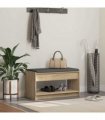 vidaXL Hall Bench with Cushion with Shelf Sonoma Oak 83 x 38 x 45 cm