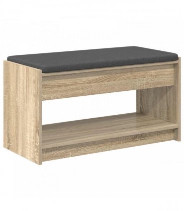 vidaXL Hall Bench with Cushion with Shelf Sonoma Oak 83 x 38 x 45 cm