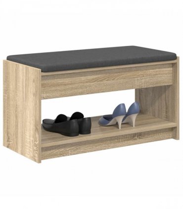 vidaXL Hall Bench with Cushion with Shelf Sonoma Oak 83 x 38 x 45 cm
