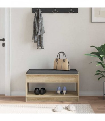 vidaXL Hall Bench with Cushion with Shelf Sonoma Oak 83 x 38 x 45 cm