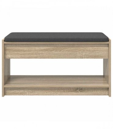 vidaXL Hall Bench with Cushion with Shelf Sonoma Oak 83 x 38 x 45 cm