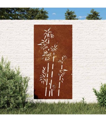 vidaXL Garden Wall Decoration 105x55 cm Corten Steel Bamboo Design