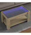 vidaXL Coffee Table with LED Sonoma Oak 93x53x45 cm Engineered Wood