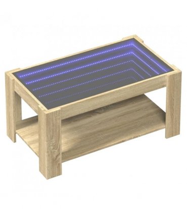 vidaXL Coffee Table with LED Sonoma Oak 93x53x45 cm Engineered Wood