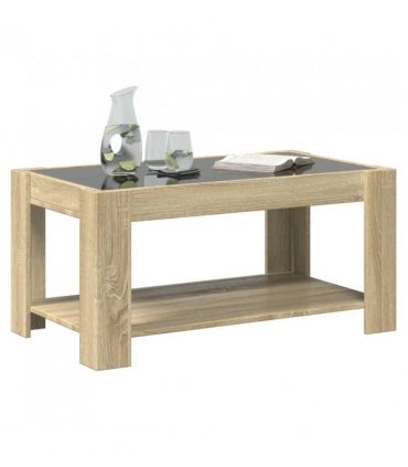 vidaXL Coffee Table with LED Sonoma Oak 93x53x45 cm Engineered Wood