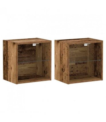 vidaXL Floating Shelf with LED Light 2 pcs Brown 40 x 28.5 x 40 cm