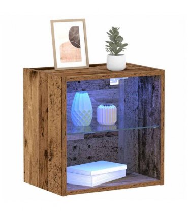 vidaXL Floating Shelf with LED Light 2 pcs Brown 40 x 28.5 x 40 cm