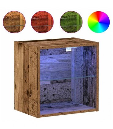 vidaXL Floating Shelf with LED Light 2 pcs Brown 40 x 28.5 x 40 cm