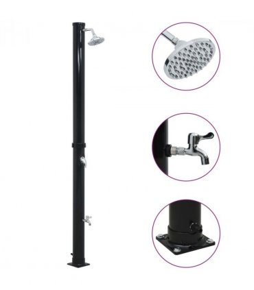 vidaXL Solar Shower Black 220 cm 20 L