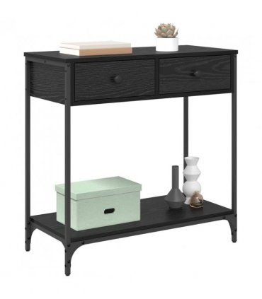 vidaXL Console Table Black Oak 75 x 34.5 x 75 cm Engineered Wood