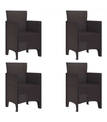 vidaXL Garden Chair 4 pcs Brown 53 x 49 x 85 cm Polypropylene
